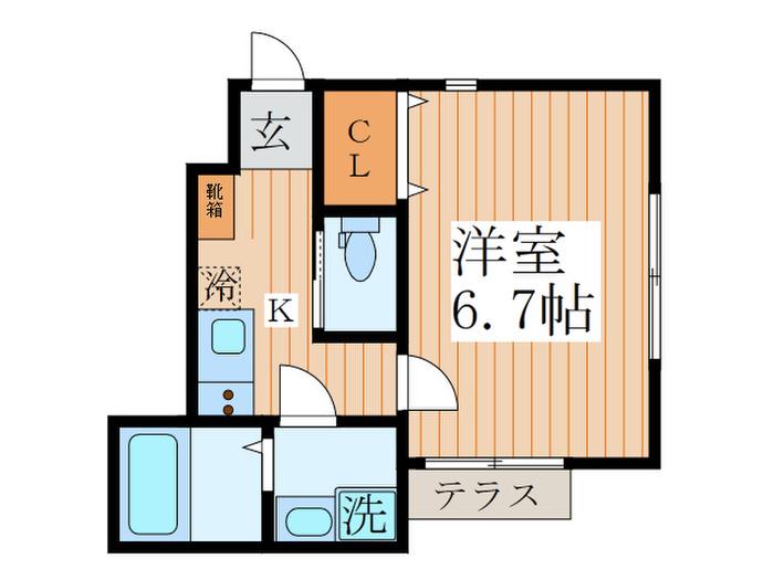 BONHEUR(1K/1階)の間取り写真