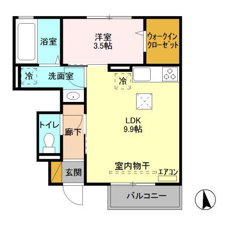 エトワールムーン(1LDK/1階)の間取り写真