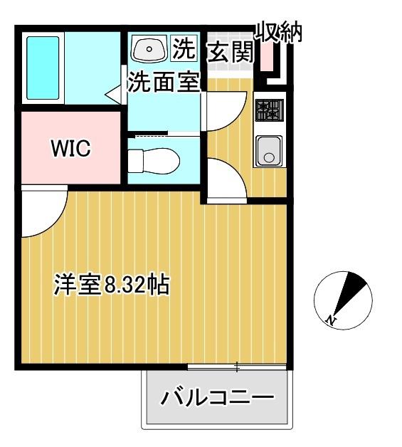 パークサイド清瀬(1K/2階)の間取り写真
