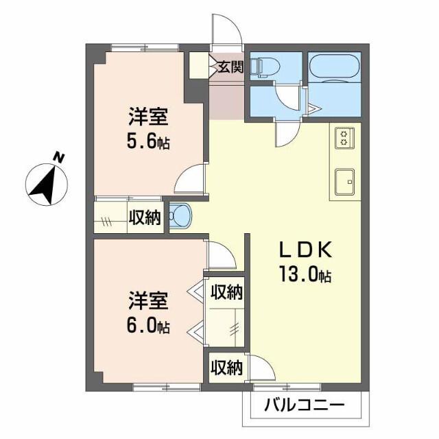 ノース・カナル(2LDK/1階)の間取り写真