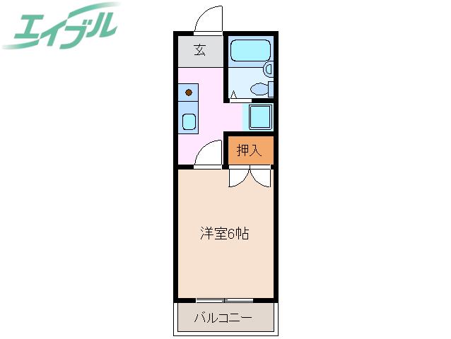 ドミール八王子(1K/1階)の間取り写真
