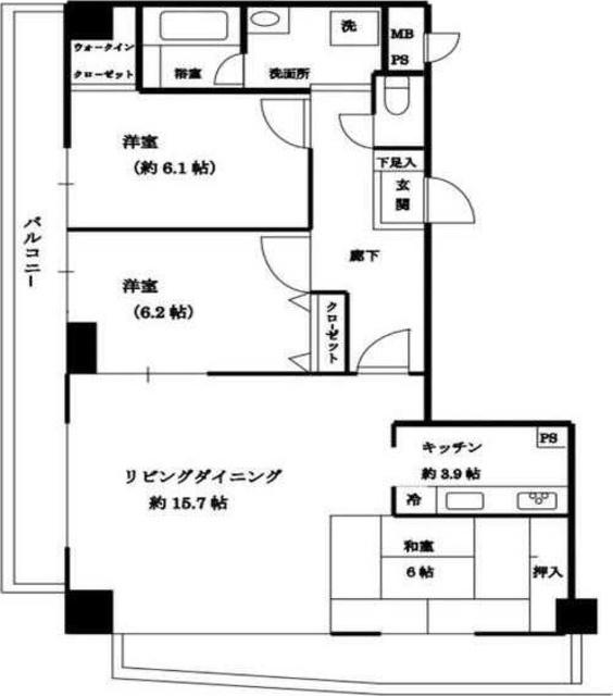 ライオンズマンション千葉県庁前(3LDK/3階)の間取り写真
