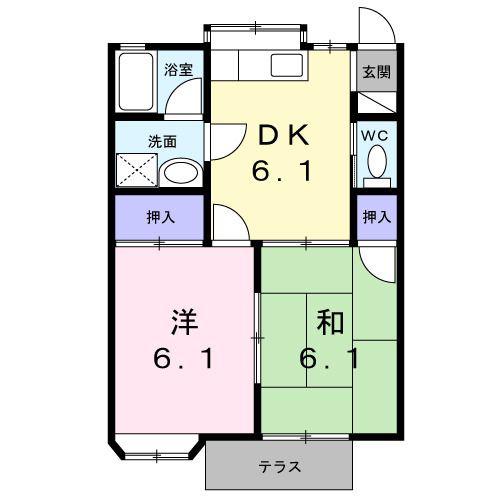 ひかりハイツ(2DK/1階)の間取り写真