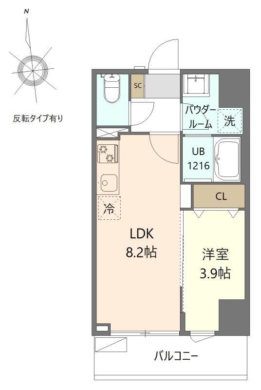 マイシティ厚木中町(1LDK/7階)の間取り写真