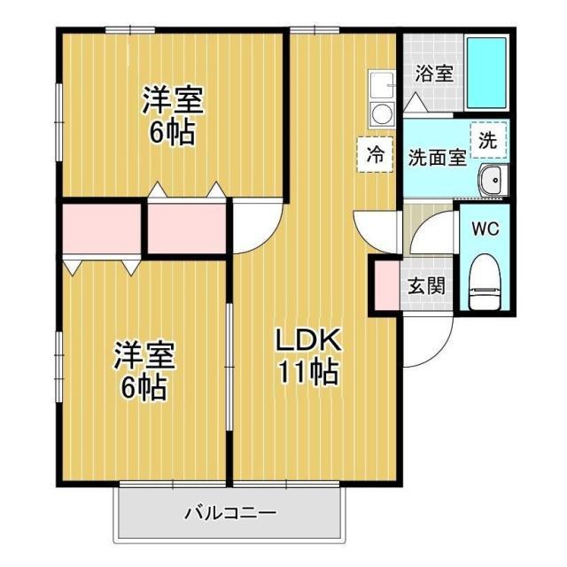 アヴェンティーノ(2LDK/2階)の間取り写真