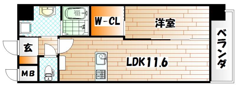 リオ・グランデ(1LDK/9階)の間取り写真