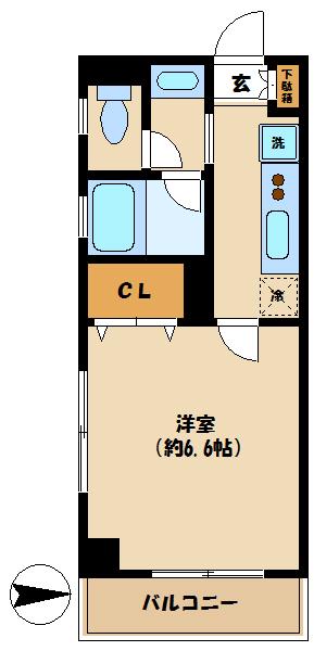 エクセルハウス(1K/3階)の間取り写真