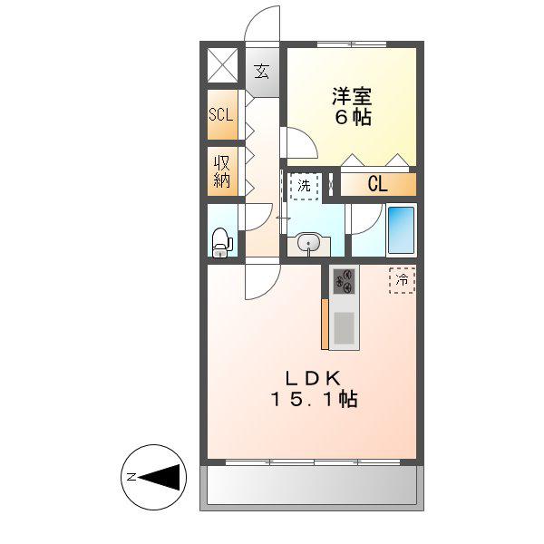 らとぅーる代官町ウエスト(1LDK/14階)の間取り写真