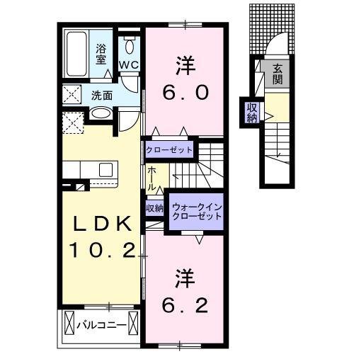 ディリジェントファイブC(2LDK/2階)の間取り写真