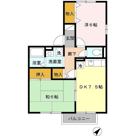 セジュール・K(2DK/1階)の間取り写真