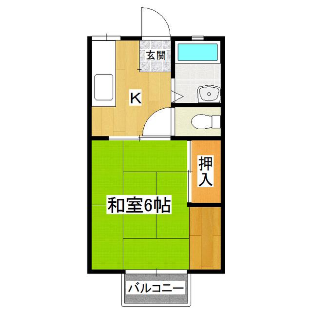 サンハイツII(1K/2階)の間取り写真