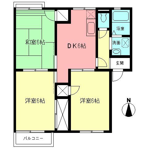 サニーハイツ神戸 A(3DK/2階)の間取り写真