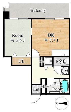 アストロヴィラ松屋町(1DK/9階)の間取り写真