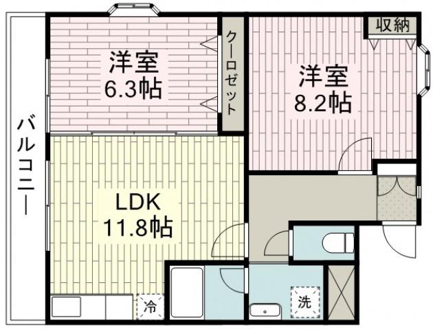 プリムローズ(2LDK/1階)の間取り写真