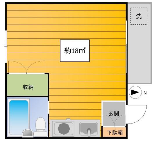 池之端グリーンハイツ(ワンルーム/1階)の間取り写真