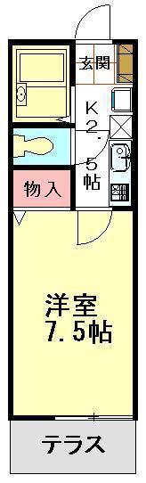 タウンコート谷津(1K/1階)の間取り写真
