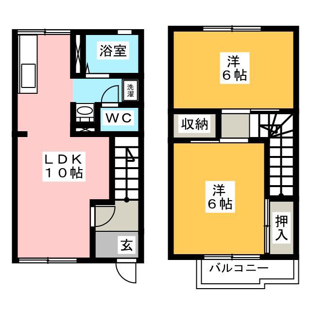 クレスト田代B(2LDK/1階)の間取り写真