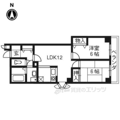 パレス西賀茂(2LDK/3階)の間取り写真
