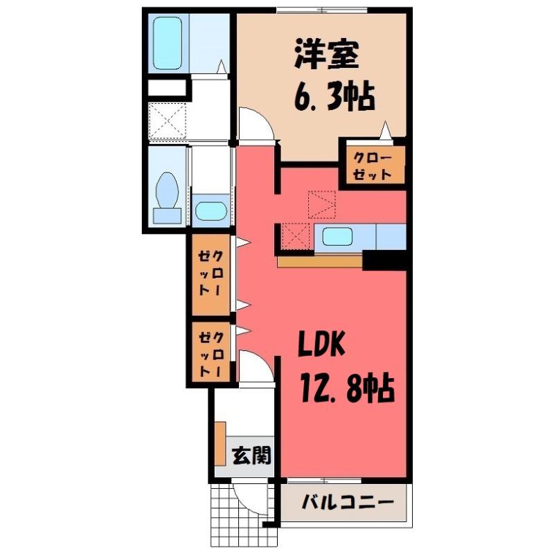 プラシード(1LDK/1階)の間取り写真