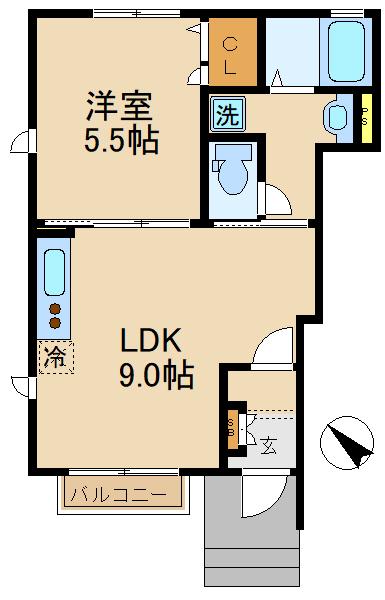 カーサ フェリーチェA(1LDK/1階)の間取り写真