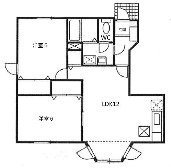 えのきだハイツ(2LDK/1階)の間取り写真