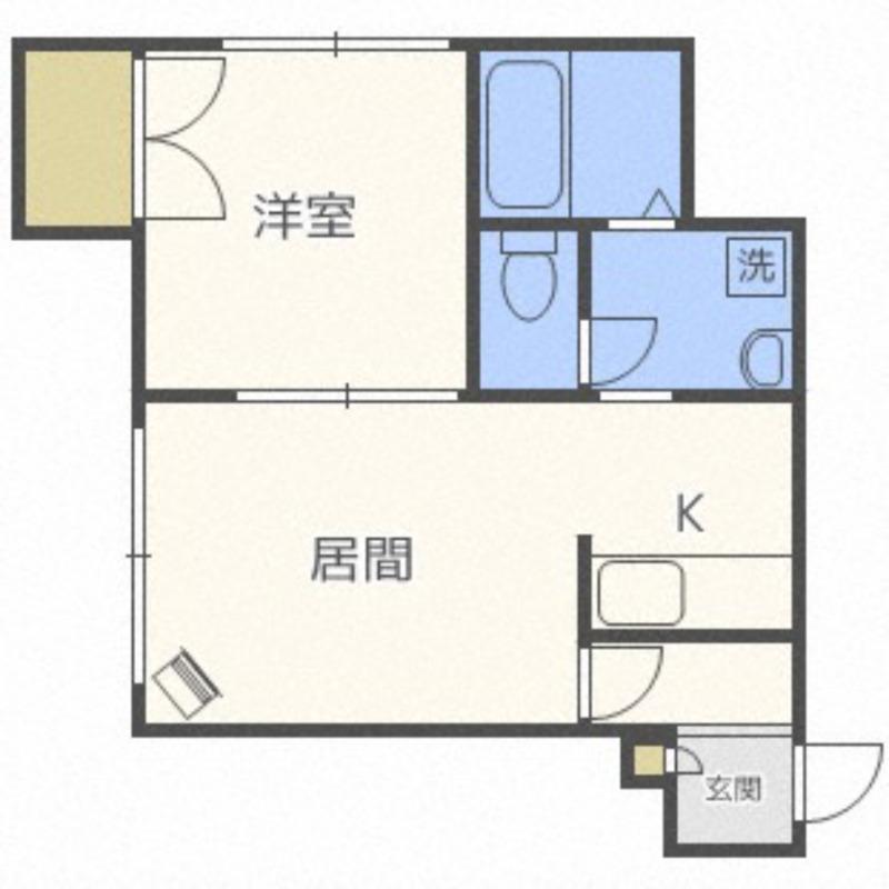 インペリアルヴィレッジ平岸(1DK/1階)の間取り写真