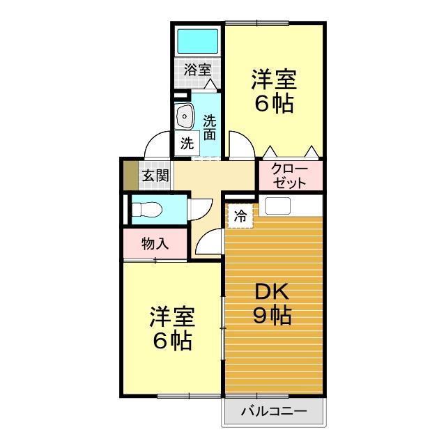 ウィルモアT(2DK/2階)の間取り写真