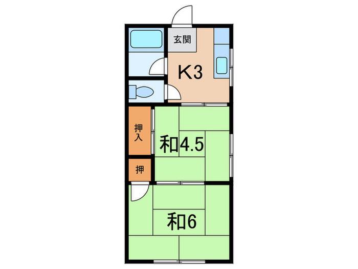 ケンズホーム(2K/1階)の間取り写真