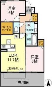 D-ROOM堀江(2LDK/1階)の間取り写真
