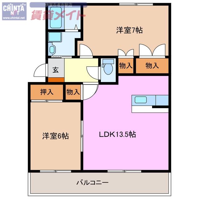 ルーラルスクエアー(2LDK/2階)の間取り写真
