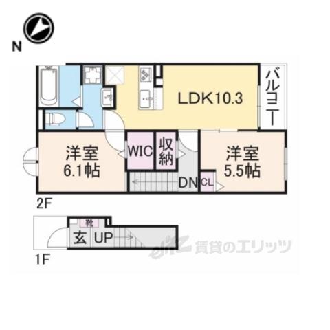 神楽坂2025(2LDK/2階)の間取り写真