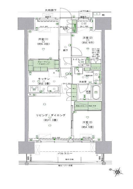 BRILLIACITYふじみ野(3LDK/13階)の間取り写真