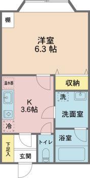 有定ビル(1K/3階)の間取り写真