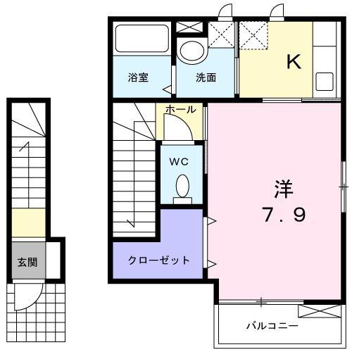 クレメント(1K/2階)の間取り写真