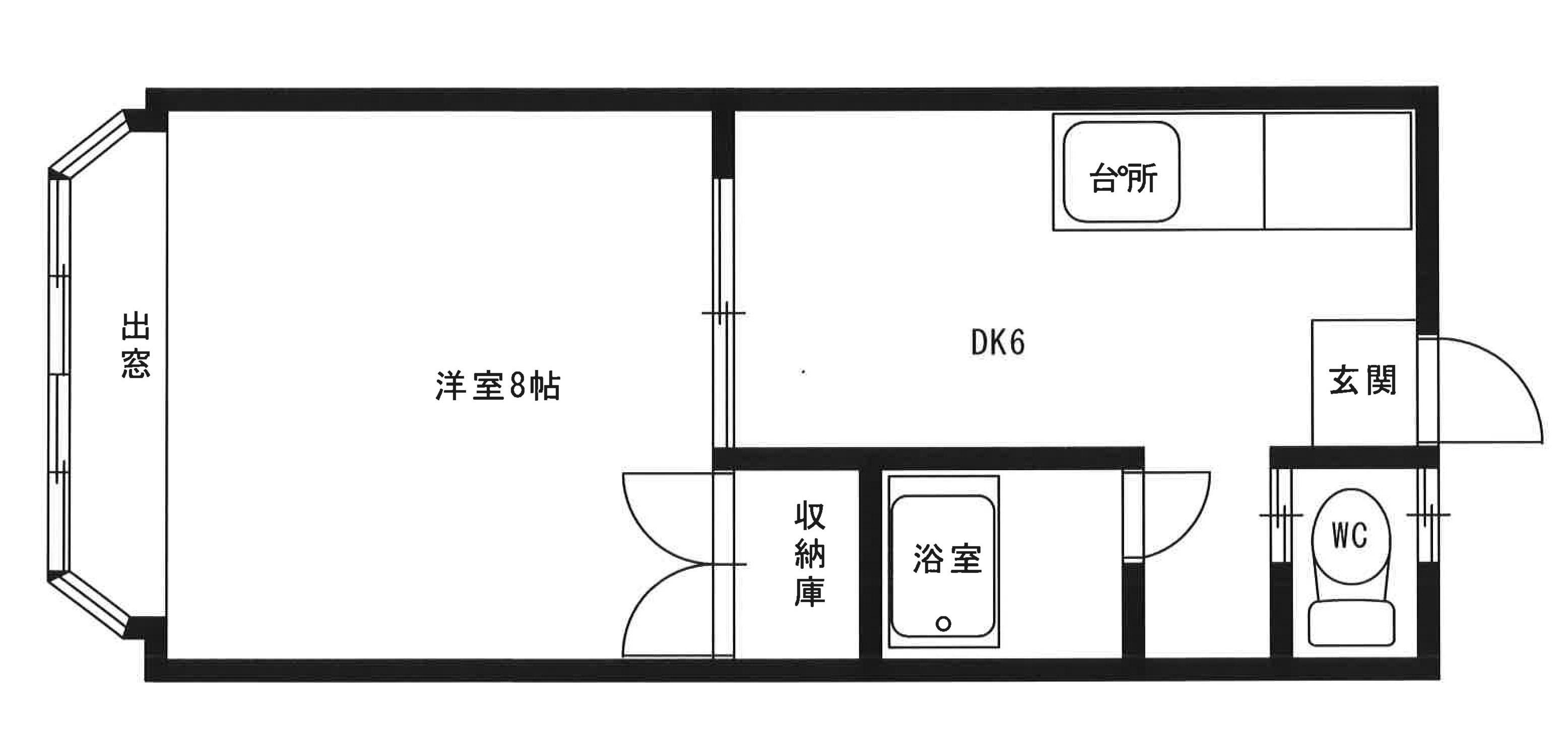 ラポールながとXI(1DK/1階)の間取り写真