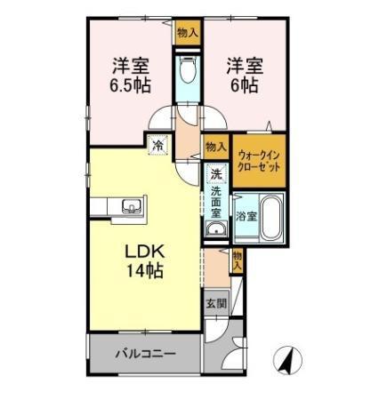 セジュールB棟(2LDK/2階)の間取り写真