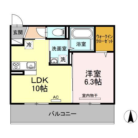チェリーブロッソム E棟(1LDK/2階)の間取り写真