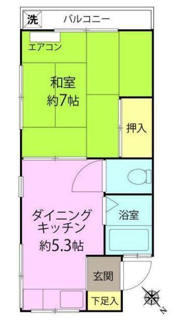 イエローハイツ(1DK/2階)の間取り写真