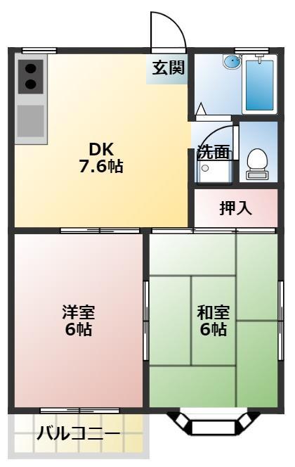 ファミール緑ヶ丘(2DK/1階)の間取り写真