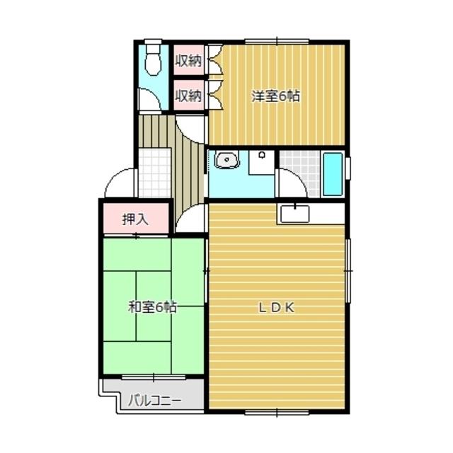 大和ハイツI(2LDK/2階)の間取り写真