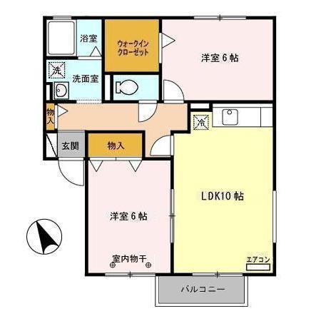 ルピナA(2LDK/2階)の間取り写真