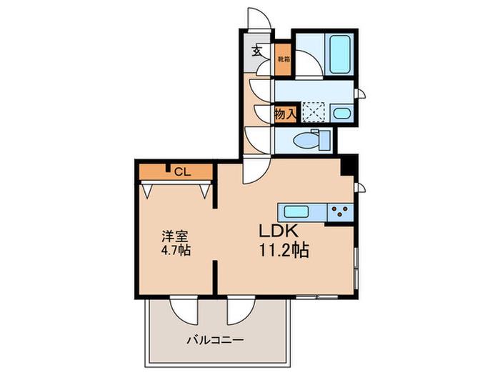 GRANDUO用賀4(1LDK/4階)の間取り写真
