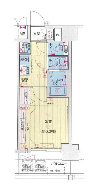 プレリス浅間町フォルテラ(1K/4階)の間取り写真