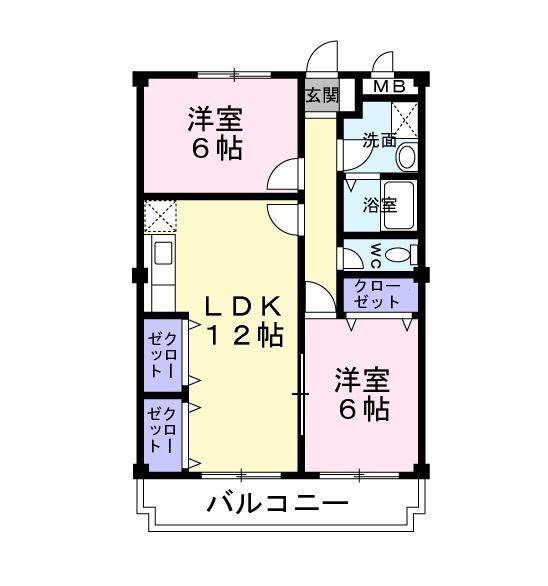 リブグリーン津久野(2LDK/3階)の間取り写真