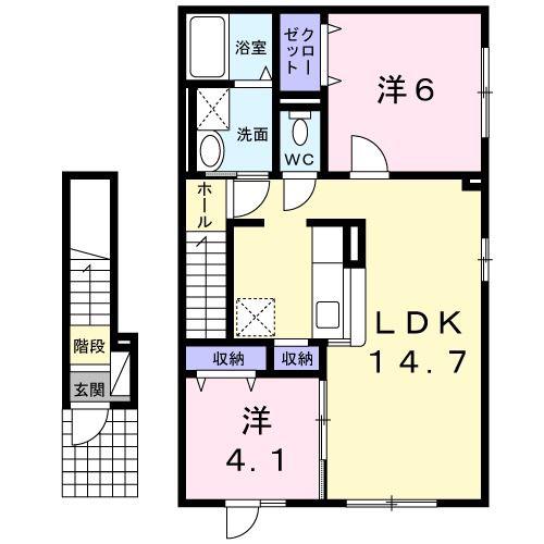 アンジュ(2LDK/2階)の間取り写真