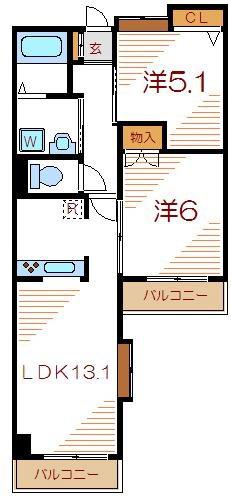 ドルツイザイム(2LDK/1階)の間取り写真