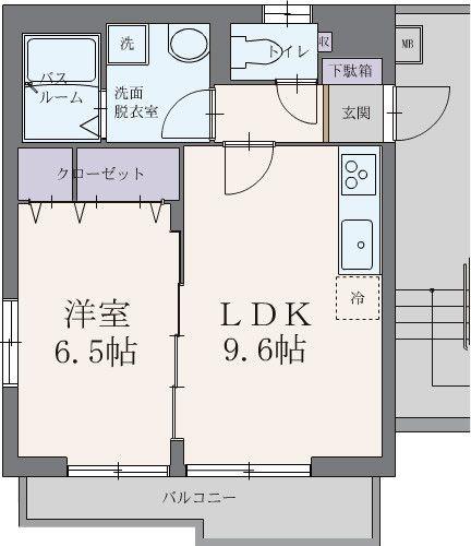 フィールドコート アリアA(1LDK/2階)の間取り写真