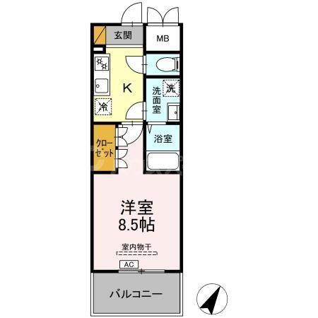 D-ROOM千葉中央(1K/6階)の間取り写真
