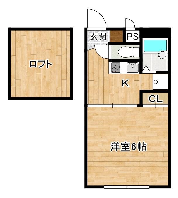 グランドチルドレン(1K/2階)の間取り写真