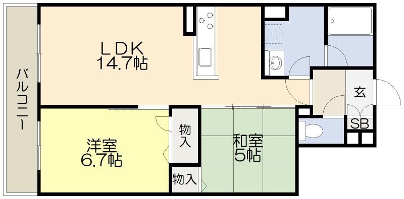 BELLE FELICIA(2LDK/3階)の間取り写真